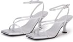 Women's lace-up high-heeled sandals, square-toe flip-flops, strappy party shoes